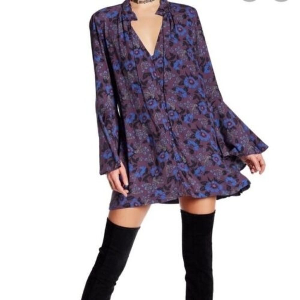 Free People Women's Magic Mystery Tunic Mini Dress Tunic Bell Sleeve Size XS